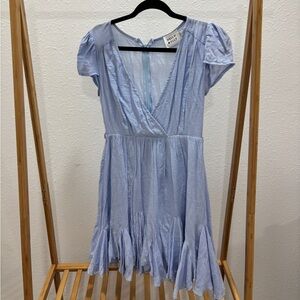 Hello Molly Sky Blue Ruffle Mini Dress